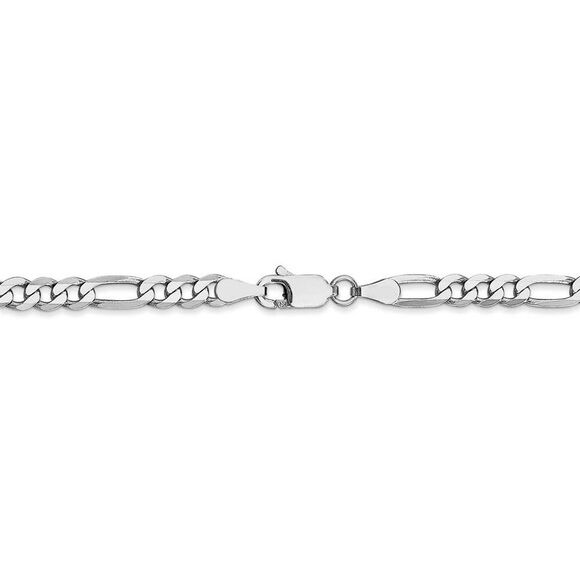 4mm 14k White Gold Flat Figaro Chain Necklace, 24 Inch - Picture 4 of 8